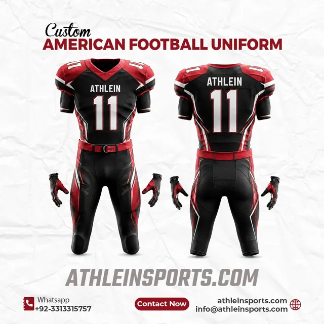 Black and red custom football uniform design
