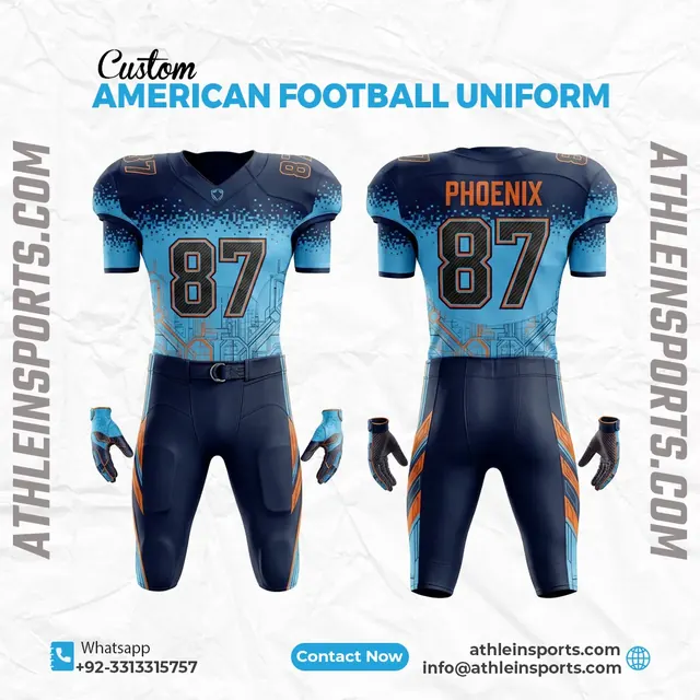Navy and blue gradient football uniform design