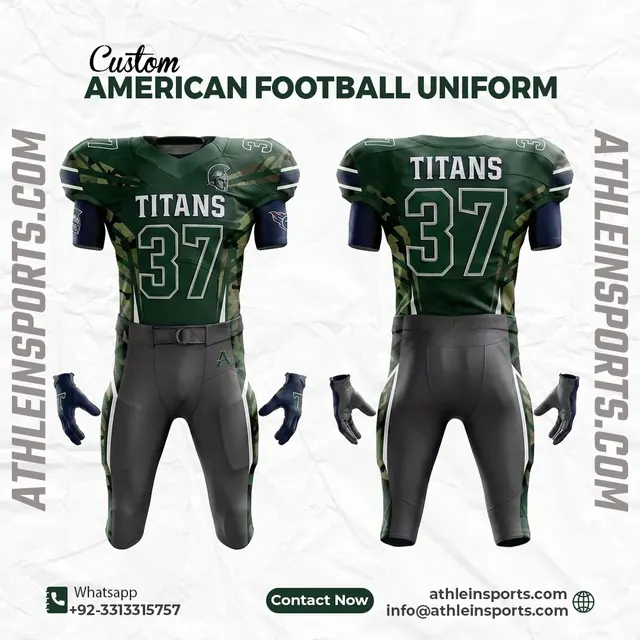 Green panel custom football uniform design