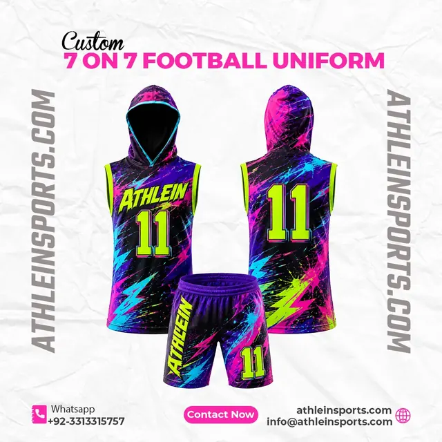 Custom hooded 7v7 football uniforms