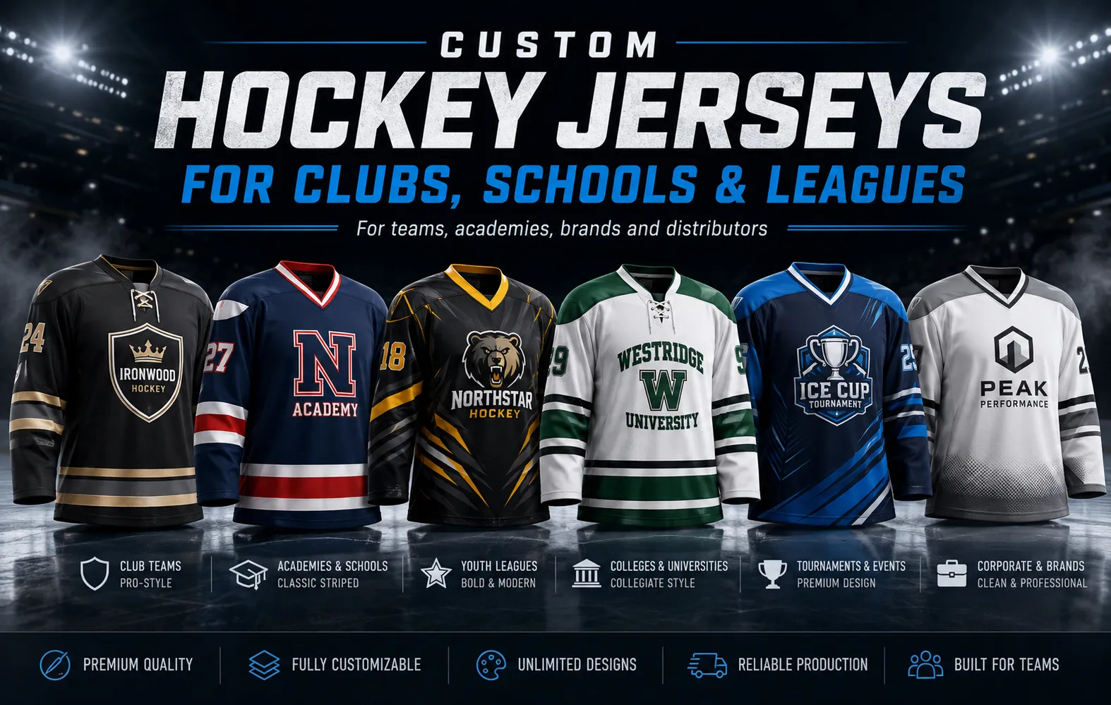 Custom Hockey Jerseys for Clubs, Schools, Leagues & Brands