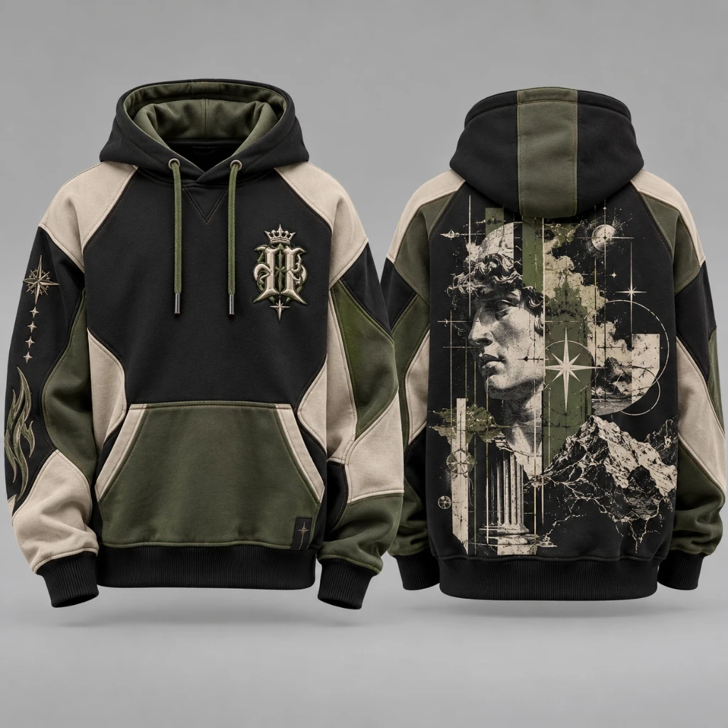 Heavyweight Cut and Sew Streetwear Hoodie - Athlein Sports