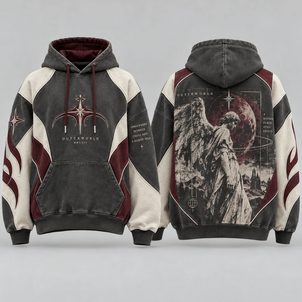 Vintage Wash Cut and Sew Streetwear Hoodie - Athlein Sports